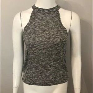 Top Shop High Neck Heather Gray Sleeveless Knit Tank Top Size 10